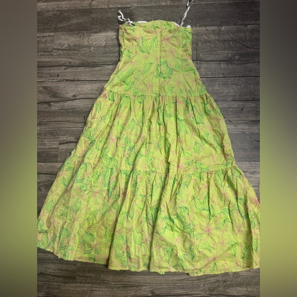 Lilly Pulitzer Green and Pink Strapless Dress - Picture 6 of 13